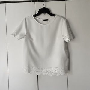 SHEIN, 4/SM, White Scalloped Blouse